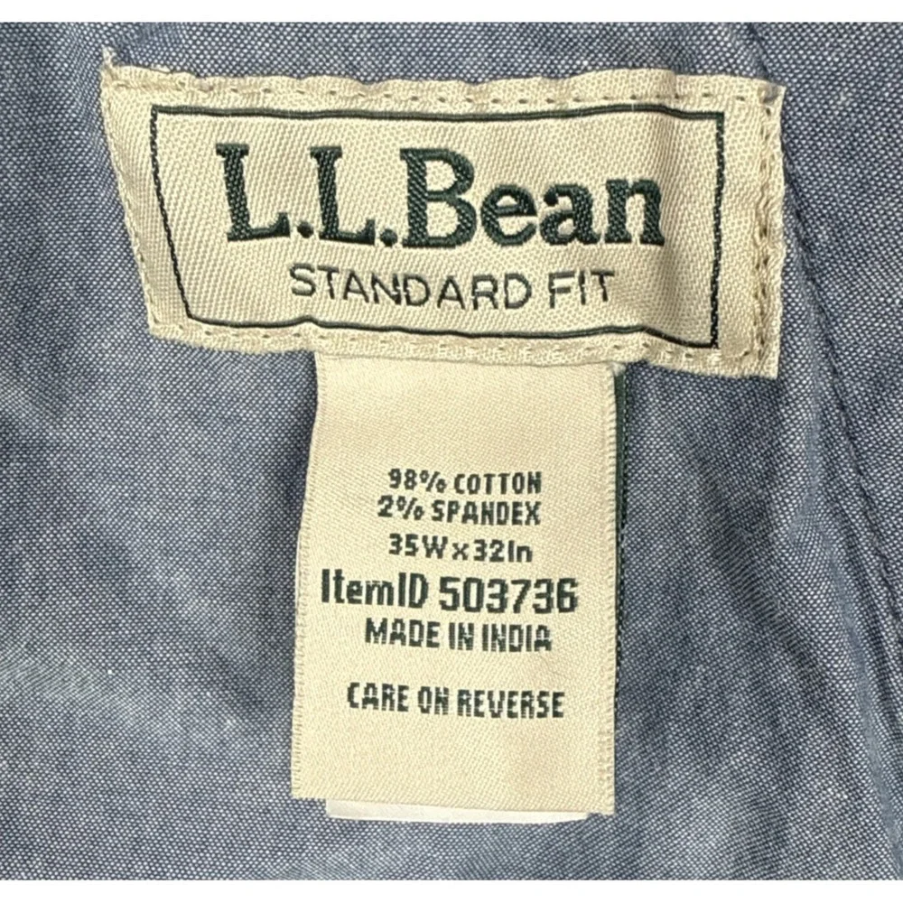 L.L.Bean Chino‎ Pants Men's 35x30 Gray Standard Fit Stretch Work Casual